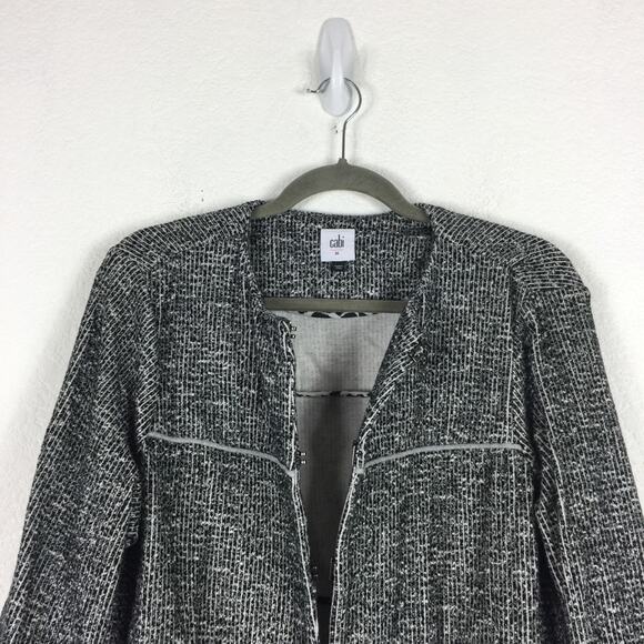 CAbi Adios The Times Black Jacket Medium Textured Knit Mid Length Chic #5299 - Picture 4 of 13